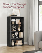 VASAGLE Custos Collection - Bookshelf, 4-Tier Bookcase, Book Shelf, Open Storage Shelf, 9.4 x 23.6 x 42.4 Inches, for Living Room, Home Office, Dinning Room, Ebony Black ULBC164T56