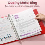 SUNEE 3 Ring Binder 1 Inch 1 Pack, Clear View Three Ring PVC-Free (Fit 8.5x11 Inches) for School or Office Supplies, Red