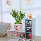 OSteed Desktop Drawers, Desk Organizer with 3 Drawers, Stackable Plastic Storage Box for Home Collection, Cosmetics, Jewelry, Office Supplies (1 Tall Layer, Blue)