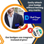 Magnet Me Up Custom Printed Magnetic Name Tag Badge with Logo (Left), 2x3 inch, Full-Color Customizable Identification Label, for Schools, Offices, Businesses, Made in USA