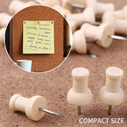 100 Pcs Wood Push Pins, CNYMANY Colored Thumbtacks for Bulletin Board, Decorative Eco-Friendly Corkboard Pins, Non-Slip Map Pins for DIY Wall Craft Projects Office & Home Supplies - 10 Styles
