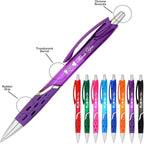 SyPen Personalized Ballpoint Pens With your Custom Logo or Text-300 Pack Bulk-for Businesses, Parties, and Events, Custom Printed, Vivid Colored Translucent Barrel, Click Pens, Black Ink, Purple Pens