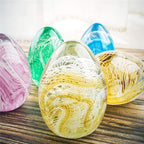 QFkris Crystal Blessings Paperweight Easter Eggs 3.4" Blown Glass Art Figurine Collectibles Desk Decor (Yellow)