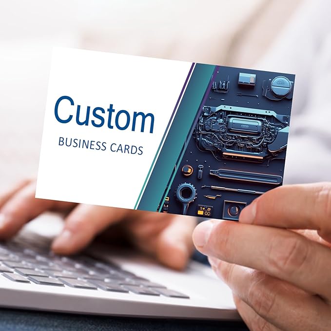 Custom Business Cards - Customizable Logo/Text/QR Code, 300gsm Matte Paper Front & Back Sides Printed, for Auto Repair Stores, Car Rental Stores