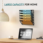 SUPEASY Wall File Organizer Mesh Office Mail Holder, Hanging Wall Organizer Magazine Rack for Office Black, 5 Tier