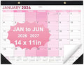 Desk Calendar 2026-2027, 14" X 11" Desktop Calendar 2026-2027, 18 Months Calander Runs from Jan. 2026 to Jun. 2027, Academic Monthly Planner for Home School Office (Pink)