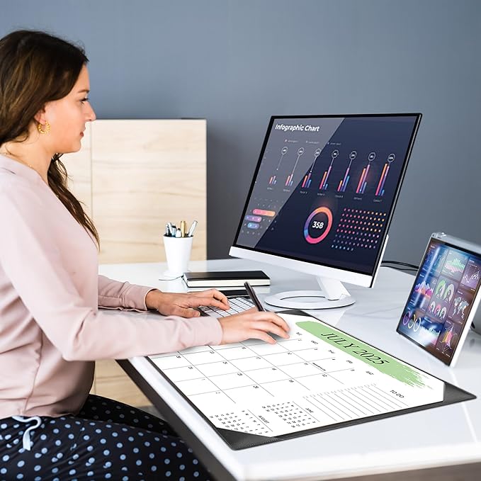 Desk Calendar 2026 with Desktop Mat – 22" x 17" Large Desk Calendars with Desktop Pad, 18-Month Teacher Desk Calendar from Jan 2026–Jun 2027, for Office, School & Home Use (Black)