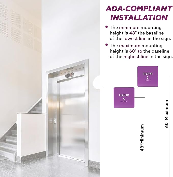 Modern Olive ADA Floor 5 Sign with Braille – Made from Durable Acrylic and Ready to Mount