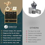 Terratur 4 Section Recycling Bin for Kitchen – Dual Trash and Recycle Bins for Paper, Plastic, Cans – Indoor Bamboo Recycling Organizer – Decorative Wooden Recycle Bins for Kitchen & Office