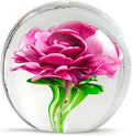 EUSTUMA Hand Blown Glass Flower Paperweight Figurine for Office Desk.Give You A Gift from The Person You Love, The Garden Decoration.(Pink Flowers)