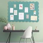 Mooliwe Scalloped Felt Bulletin Board 48 x 36 Inches Foldable Sage Green Pin Cork Board Alternative for Wall, 4' x 3' Trifold Picture Vision Self Adhesive Bulletin Decorative