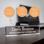 SignsByLITA Personalized Acrylic Desk Name Plate 2" x 10" - Office Desk Accessories Décor