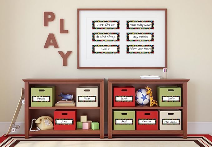 FaCraft 36Pcs Desk Name Plates for Classroom School - Waterproof Confetti Student Desk Name Tags for Classroom Nameplates Stickers Labels for Kindergarten Elementary Back to School Teacher Supplies