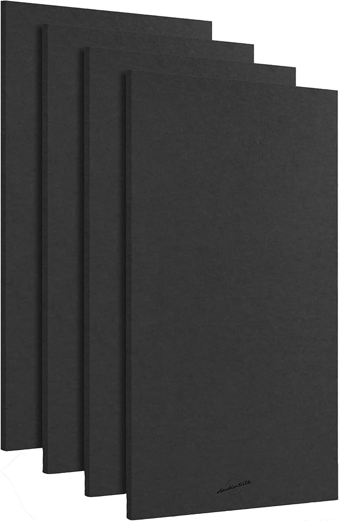 AudioSilk Acoustic Panels, 4 Pack ROOM KIT, Large, 46" x 23", Black