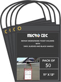 MICRO TEC Repair Order/Work Ticket Holders – Heavy-Duty Vinyl Sleeves with Black Handle – 11" x 13" for Automotive Repair Orders, Job Tickets, Documents – Pack of 50 – Solid Black