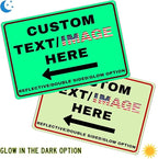 Custom Sign Left or Right Arrow, Glow in the Dark/Reflective Option, Personalized Metal Address Plaque, Customize for Business Logo, Office, Home, Yard, Outdoor 10''x7''