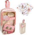 UINSUE Cute Pen case Adorable Bunny Transparent 3-Layer Large Capacity Pencil Case Gadget organizer with Lovely Stickers (Pink Polka Dot)