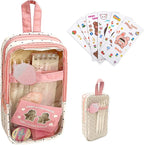 UINSUE Cute Pen case Adorable Bunny Transparent 3-Layer Large Capacity Pencil Case Gadget organizer with Lovely Stickers (Pink Polka Dot)