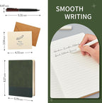 TSFPapier A5 Lined Notebook with Pen & Gift Box 216 Pages PU Leather Journal for Women Men 100GSM Thick Paper College Ruled Notebook for Christmas Gifts, School,Travel,Business,Work,Home Writing (Dark Green)