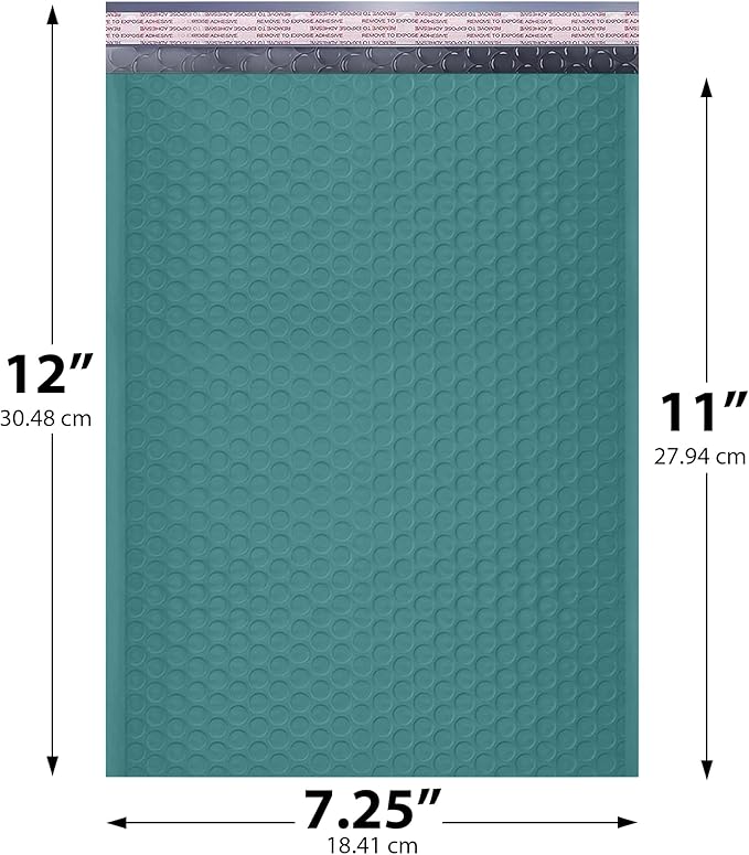 Green Poly Bubble Mailers 7.25x12 inch #1 | Self Seal Padded Envelopes | Cushioned Bubble Mailer | Usable Size 7.25x11 | WaterProof | Lightweight mailing Shipping Bags | 200 Pack Bulk
