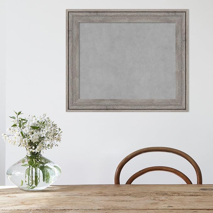 Amanti Art Grey Framed Magnetic Board 21x25 Small Vision Board for use with Magnets, 100% Metal Sheet to Display Items as Office Decor or for Home Organization in mudroom, Kitchen or Kids Room
