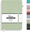 Annecy Lined Journal Notebook, Hardcover Leather Journal for Women & Men, 160 Numbered Pages, Medium 5.5" x 8.25", 100 GSM Thick Paper, Grey Green