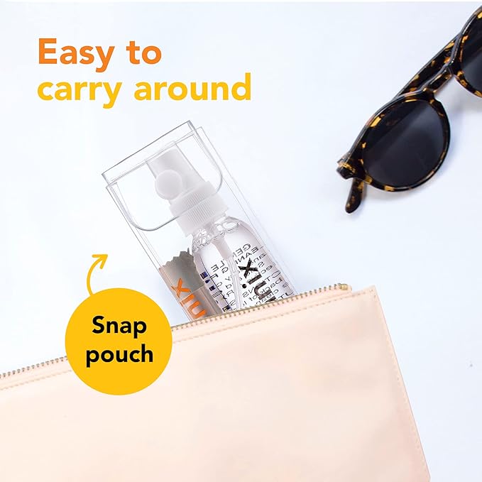Cleanix Glass Cleaner Set of 2, Alcohol-Free, 2x 2-Oz Spray Bottles with 2 Microfiber Cloths, Travel-Sized, Safe for Glasses & Devices