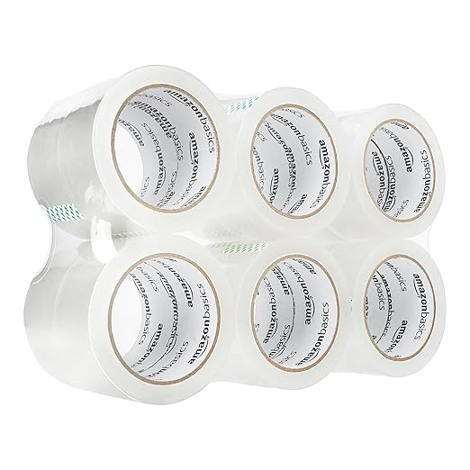 Amazon Basics Packaging Tape for Shipping, Moving and Storing, 36 count (Pack of 1), 1.88 in x 54.6 yds, Clear
