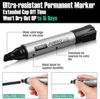 Fuutreo 16 Pcs Jumbo Size Permanent Markers Bulk Large Chisel Tip Permanent Markers Thick Waterproof Jumbo Pens Set Huge Poster Supplies(Black)