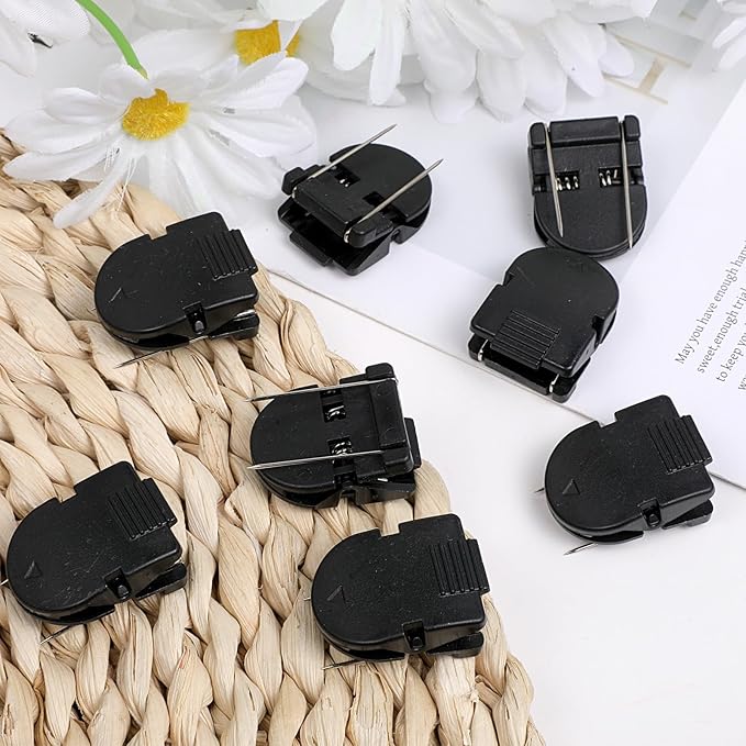 LXUEJIE 12 Pack Cubicle Clips for Fabric Walls, Cubicle Wall Clips Plastic with Stainless Steel Hook, Securely Hold Pictures, Notes & Keys on Fabric Panel Walls, Black