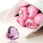 Pink Crystal Diamonds Paper Weights with Gift Box, 80mm Hot Pink Heart Shape Real Crystal Diamond Glass Gems Paperweight, Big Diamonds Birthday Anniversary for Women Her Valentine's Day Gifts