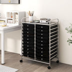 Happygrill 20-Drawer Organizer Cart Tools, Mobile Utility Storage Cart with Removable Drawers & Lockable Wheels, Rolling Storage Cart with wheels for Home Office School (Black)
