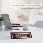 Business Wood Name Plate for Desk | Custom Desk Name Plate Personalized Gift for Office, The Perfect Engraved Name Plaque by Engraving International (2" x 8", Rosewood Piano Finish)