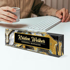 Personalized Name Plate, Custom Office Decor - Acrylic Desk Accessory, Office Gifts for Employees (Black Coast)