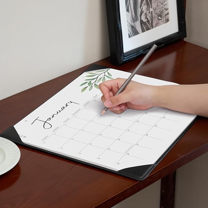 Cabbrix Desk Calendar 2026 with Desktop Mat, Simple Desk Pad Calendar 15 x 12 Inch Covering January 2026 to December 2026, Desk Blotter Calendar for Home School and Office
