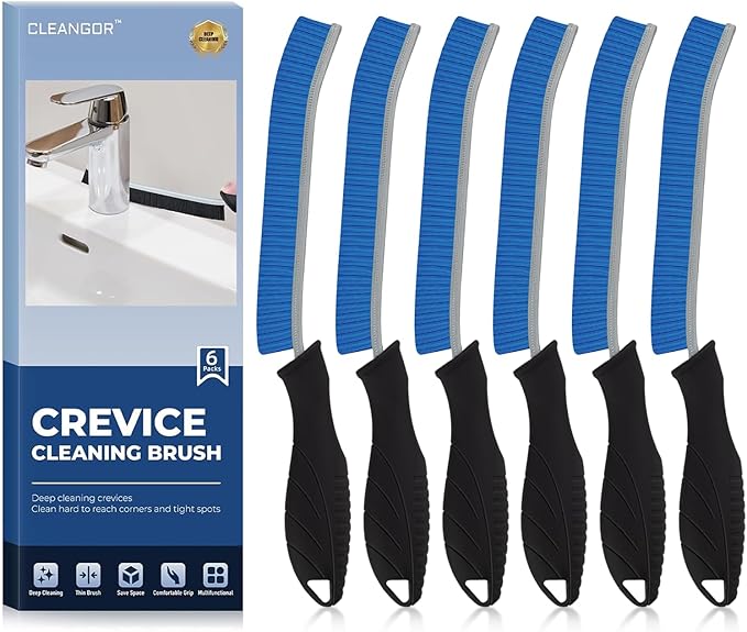 CLEANGOR Crevice Cleaning Brushes, Cleaner Scrub Brush Tool for Hard to Reach Tight Space, Home Essentials, Cleaning Supplies for Shower, Bathroom, Kitchen, Toilet, Window