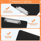 Black Clipboards, PANDRI 6 Pack Plastic Black Clipboards with Low Profile Clip 12.5 x 9 Standard Letter Size Clipboard for classrooms Office
