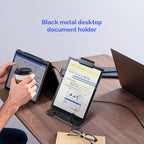 Lihaobm Desktop Document Book Holder, Document Paper Holder for Typing with 7 Adjustable Positions and Highlight Text Bar for A4 Paper Music Book, Black
