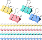 Large Binder Clips 1.6 Inch (60 Pack) Assorted Colors, Colored Binder Clips Paper Clips, Big Paper Clamps, Binder Clips Large Size for Home, School and Office Supplies