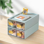 DETEIN 2PACK Stackable Storage Drawers for Desk 6.5"x9"x3" Small Storage Organizer Plastic Desk Organizer with Drawer Desktop Storage Box for Cosmetic, Pencil, Jewelry, Lipsticks (Blue,M-2 Drawer)