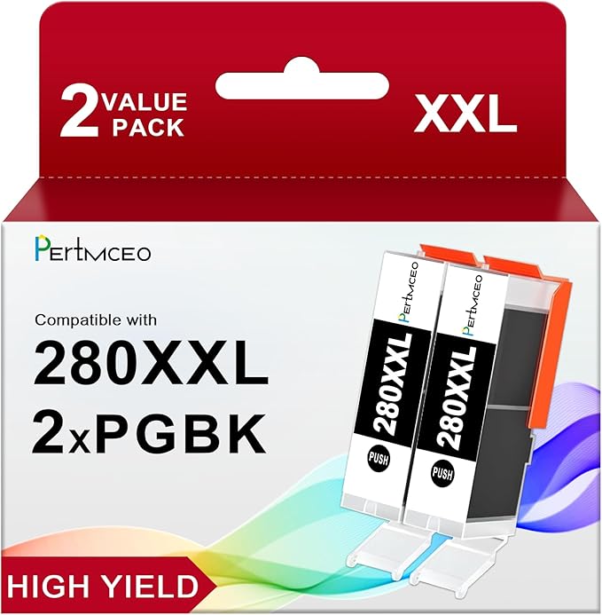 Pertmceo 280 PGBK TR8620a Ink Cartridge Replacement for Canon PGI-280XXL 280 PGBK Black Ink Cartridges Compatible with Pixma TR8620a TR7520 TR8600 TR8622a TR8622 TS6320 TR8620 TS6220 TS8220 Printer