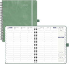 POPRUN 2026 Weekly Planner 30-Mintue (Medium 7'' x 8.5'') - From Jan 2026 to Dec 2026 - Two Pages Per Week Appointment Book with Monthly Tabs, Softcover, Inner Pocket, Pen Holder - Midnight Green