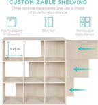Best Choice Products 9-Cube Storage Organizer, 11in Shelf Opening, Bookcase, Display Shelf, Customizable w/ 3 Removable Back Panels - Whitewash