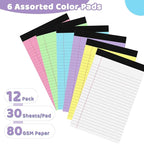Thboxes 12 Packs Legal Pads 5x8, Totally 360 Sheets Colored Legal Pads 5x8 College Ruled Writing Pads Small Note Pads 30 Sheets/Pad Tablets Lined Notepad for School, Office, To-Do Lists