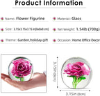 EUSTUMA Hand Blown Glass Flower Paperweight Figurine for Office Desk.Give You A Gift from The Person You Love, The Garden Decoration.(Pink Flowers)