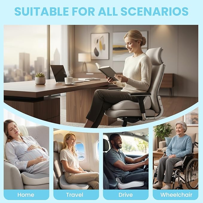 OVRST Seat Cushion,Office Chair Memory Cushion, Ergonomic Design, Relieve Sciatica and Long-Term Sitting Pain, Suitable for desks, car Seats, Games, wheelchairs