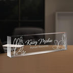 SalaGraphics Custom Engraved Acrylic Name Plates for Desks, Office Desk Plate Personalized, Decor Nameplate, Nurse Manager Employee Teacher Appreciation Gifts, Accessories (Flowers F)