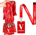 PerKoop 25 Pack Visitor Badge Lanyards Volunteer Badge Holder with Clips ID Card Holder with PVC Pass Card Reusable Breakaway Lanyards for Company Exhibition Guest Visitor(Red)