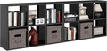 IRONMIX Metal Cube Storage Organizer, Short Bookshelf with Storage, 2 Tier Black Bookshelf, Modern Horizontal Cube Shelf, Short Display Cabinet Bookcase for Home Office Library (Black, 1037-2 Set)