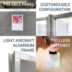 Versare Hush Panel Cubicle Kit | Workstation Partition Walls | Sound Dampening Cubicle Walls | Partitions for Desks
